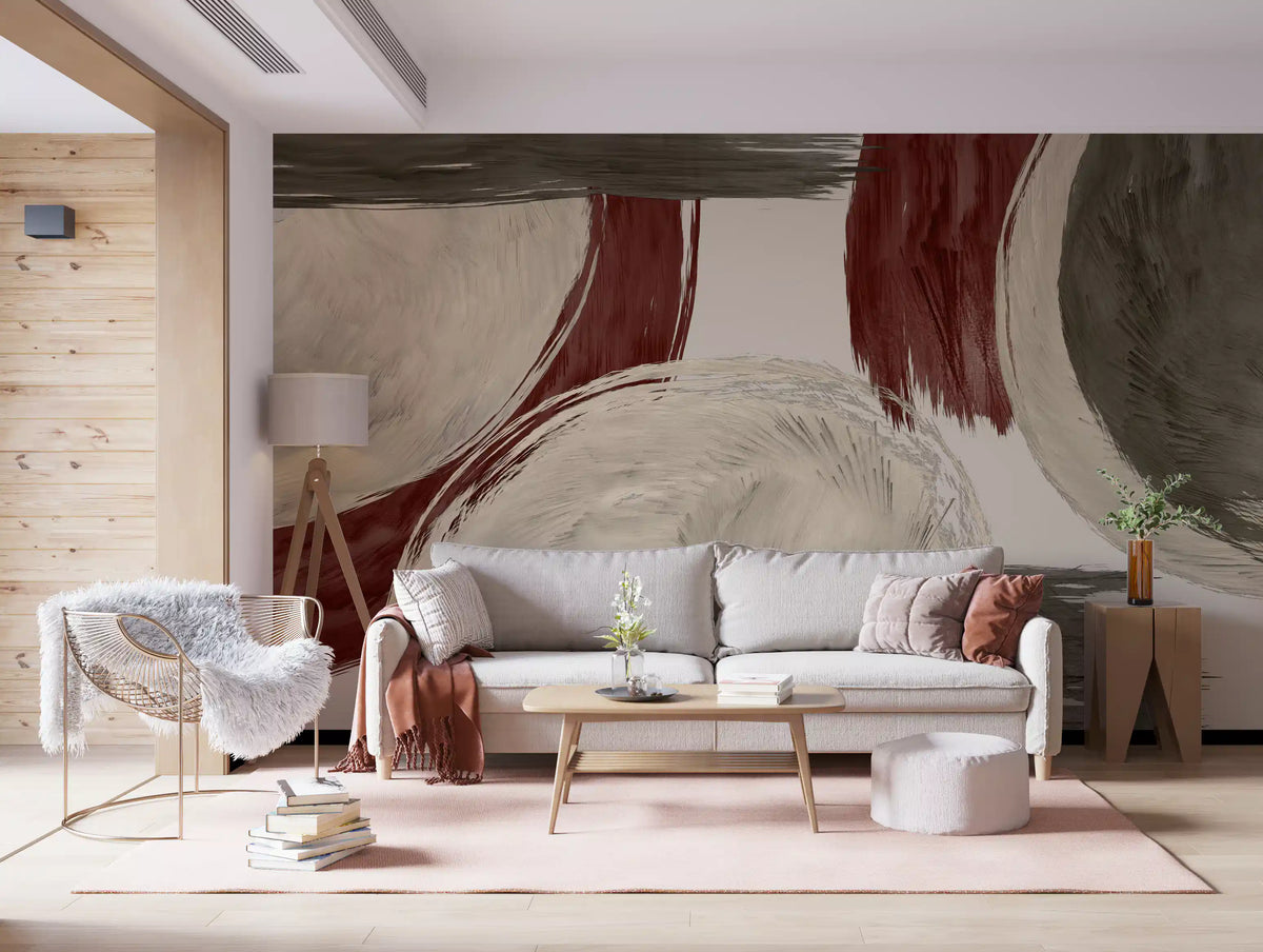 Modern Earthy Tonal Brushstrokes Wall Mural