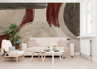 Modern Earthy Tonal Brushstrokes Wall Mural