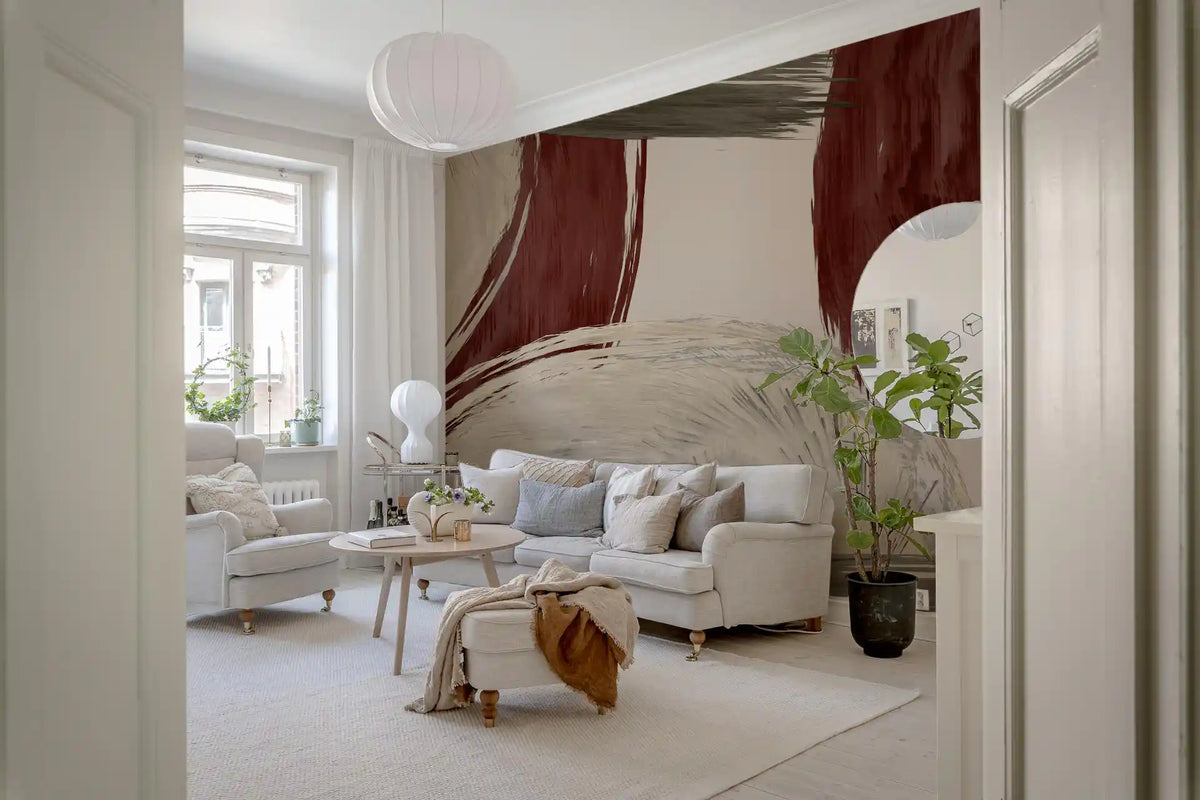 Modern Earthy Tonal Brushstrokes Wall Mural