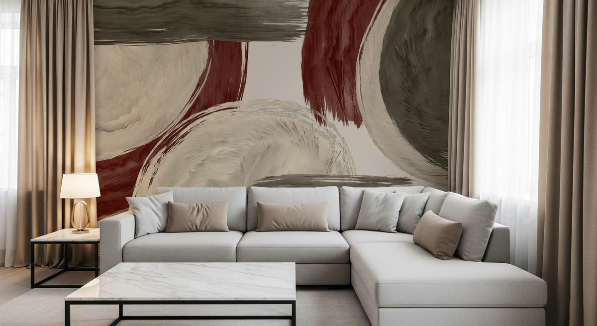 Modern Earthy Tonal Brushstrokes Wall Mural