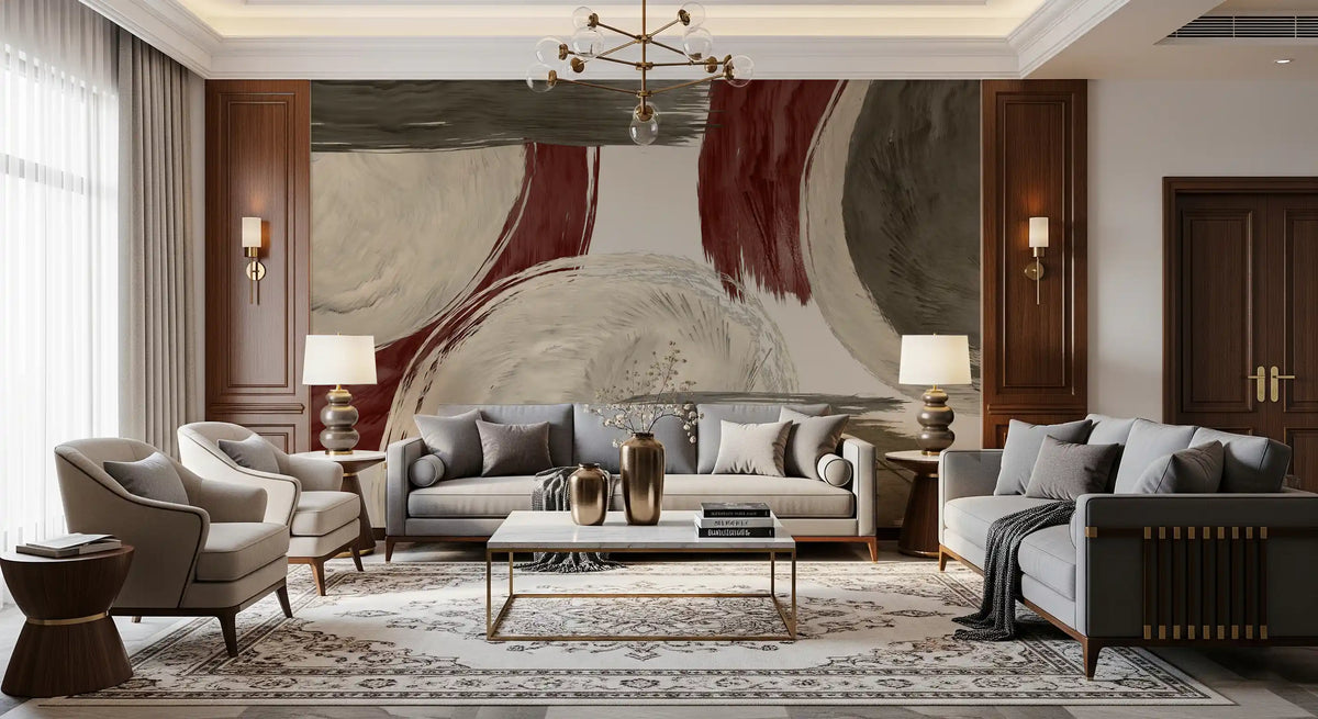 Modern Earthy Tonal Brushstrokes Wall Mural