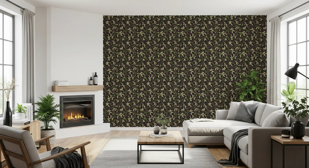 Classic Woodland Camouflage Pattern Wallpaper⁠