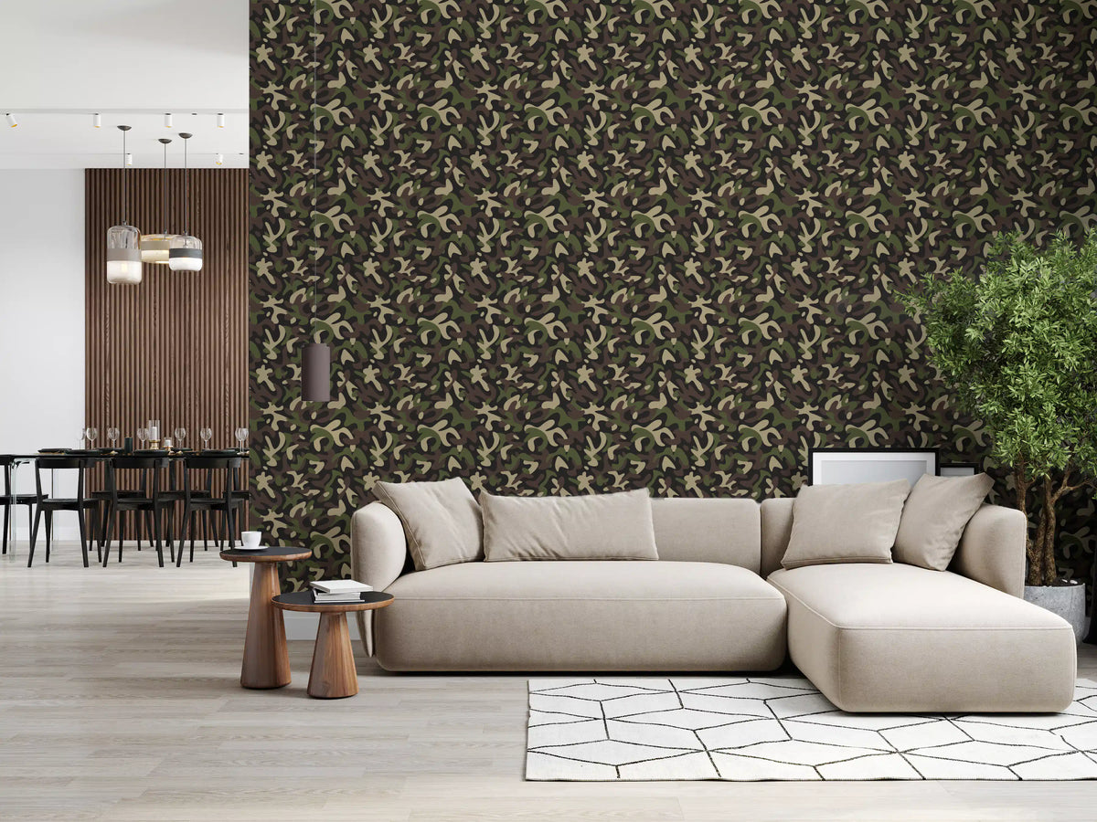 Classic Woodland Camouflage Pattern Wallpaper⁠