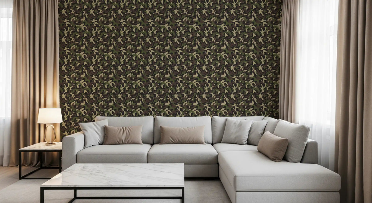 Classic Woodland Camouflage Pattern Wallpaper⁠