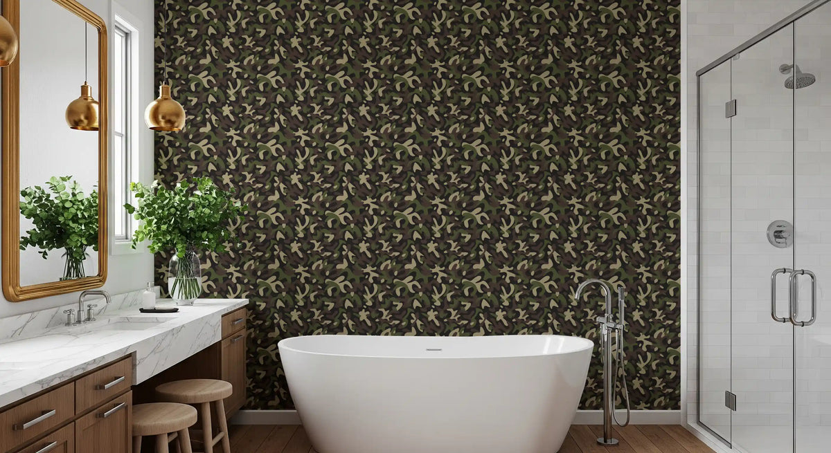 Classic Woodland Camouflage Pattern Wallpaper⁠