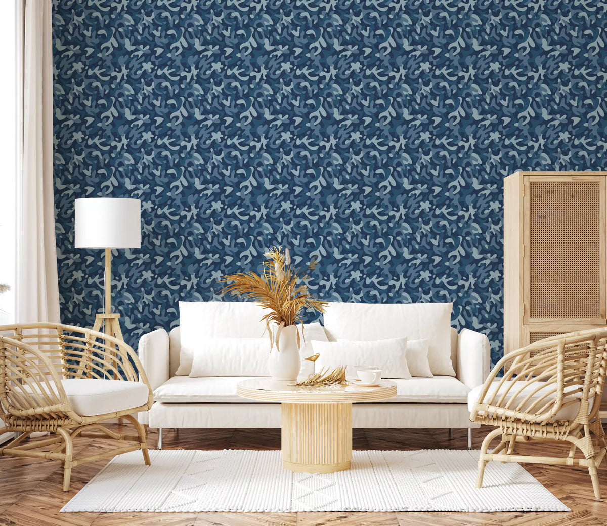 Midnight Navy Camo Pattern Wallpaper⁠