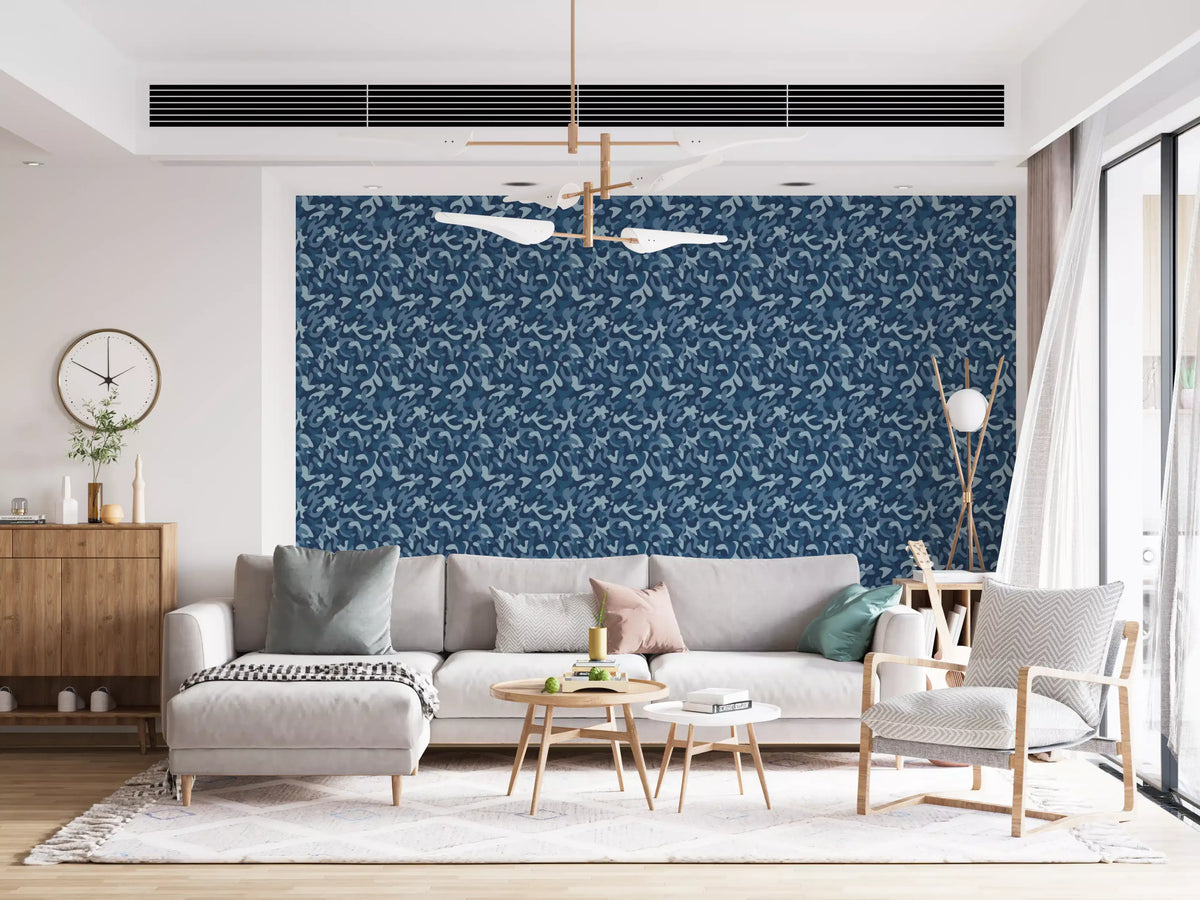 Midnight Navy Camo Pattern Wallpaper⁠