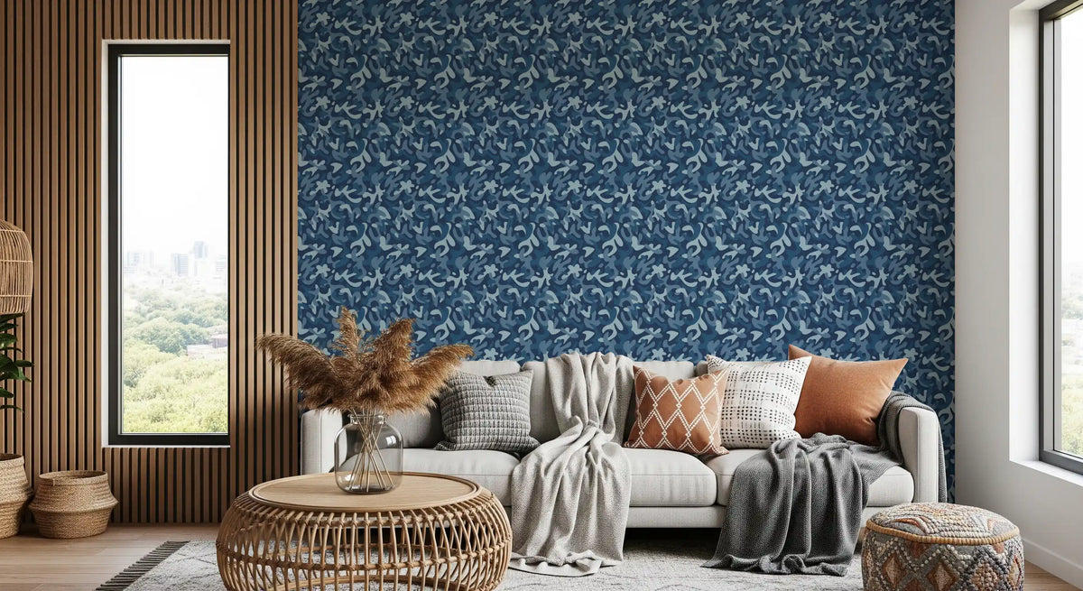 Midnight Navy Camo Pattern Wallpaper⁠