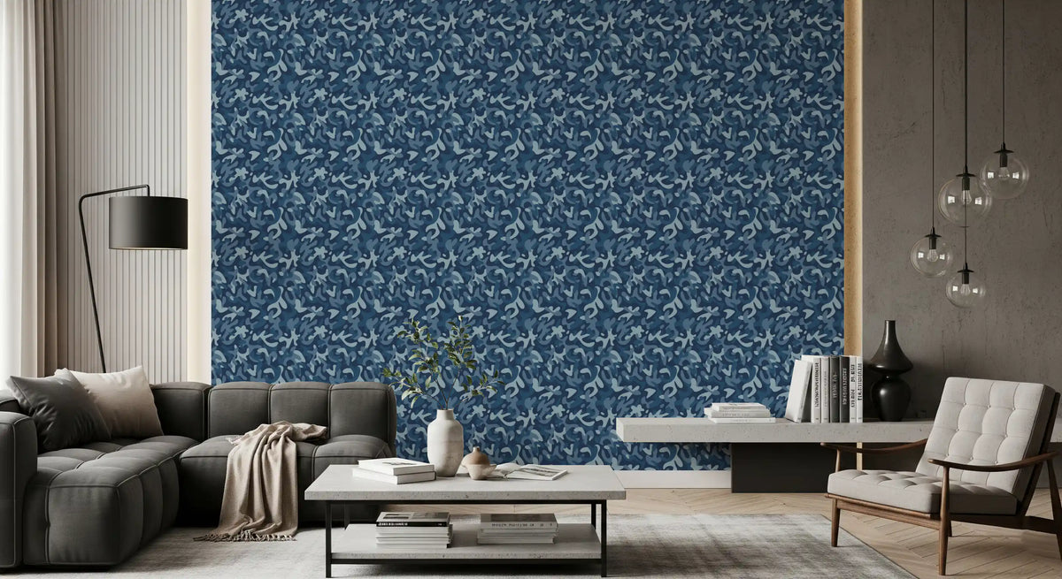 Midnight Navy Camo Pattern Wallpaper⁠