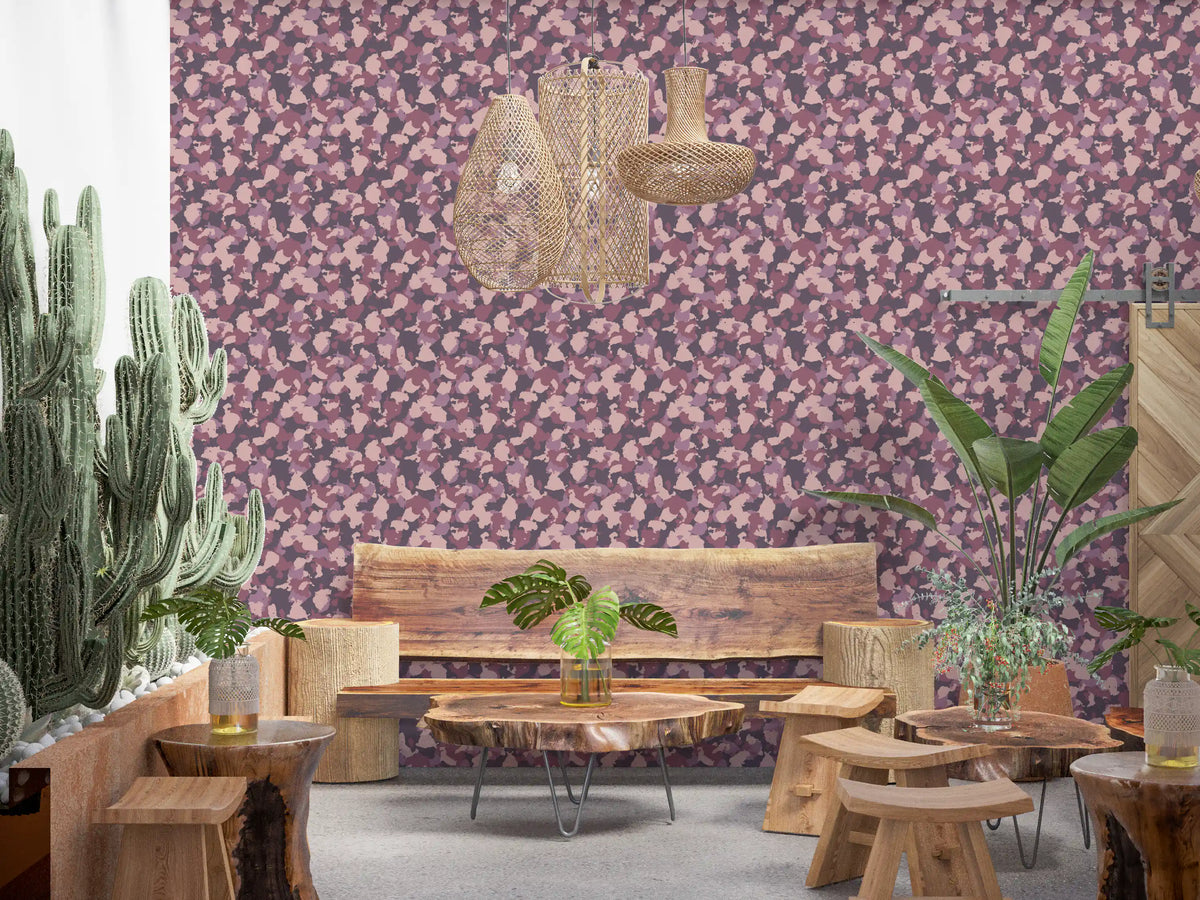Muted Blush Camouflage Pattern Wallpaper⁠