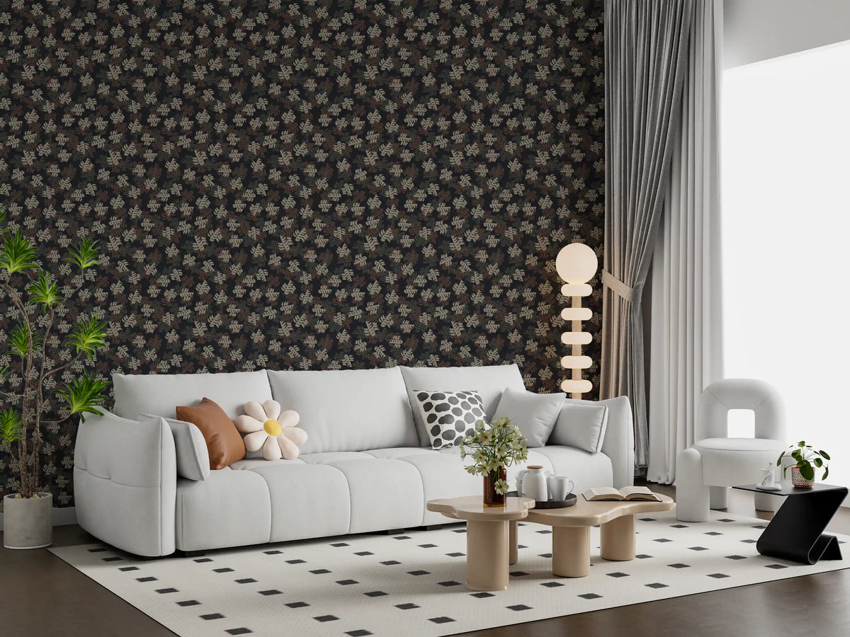 Muted Earthy Leaf Silhouette Wallpaper⁠