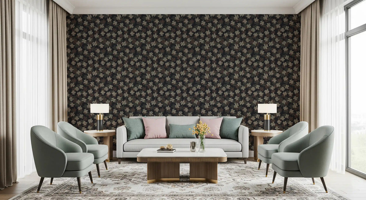 Muted Earthy Leaf Silhouette Wallpaper⁠