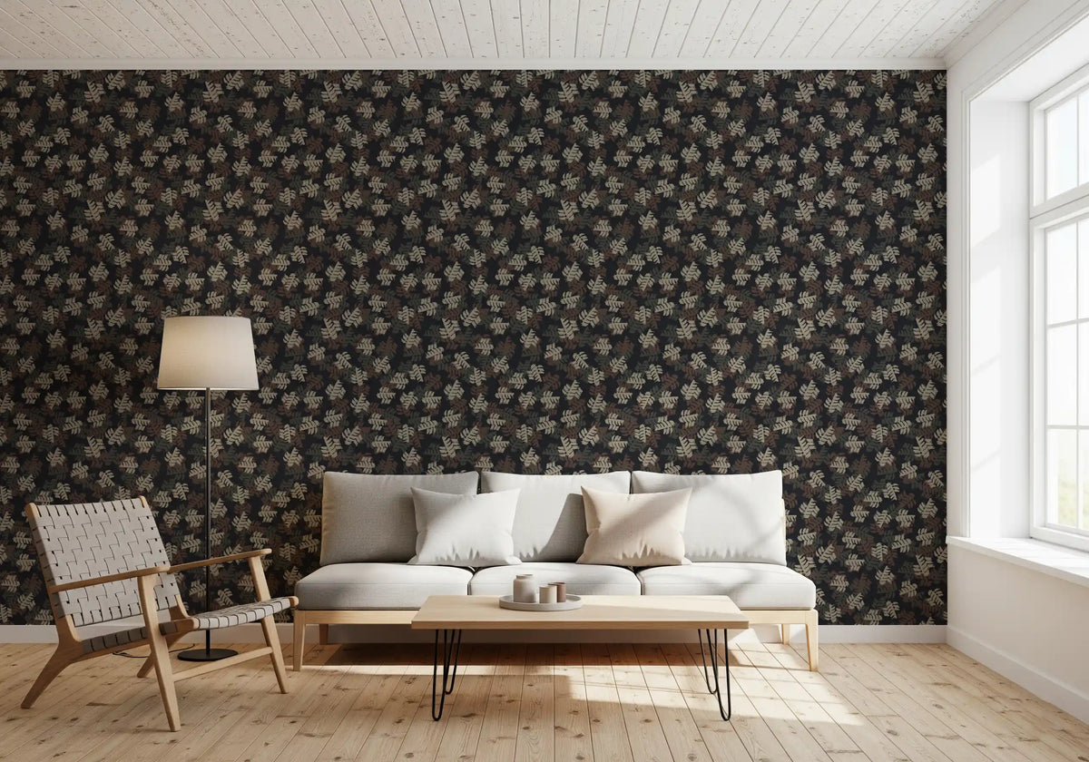 Muted Earthy Leaf Silhouette Wallpaper⁠