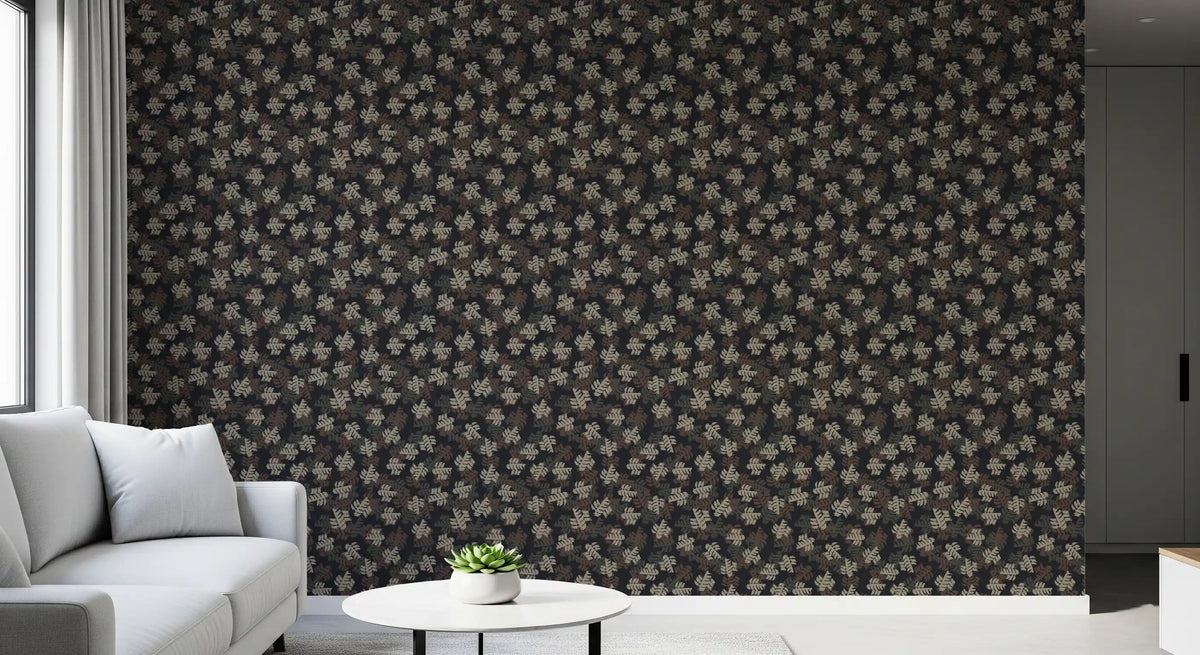 Muted Earthy Leaf Silhouette Wallpaper⁠