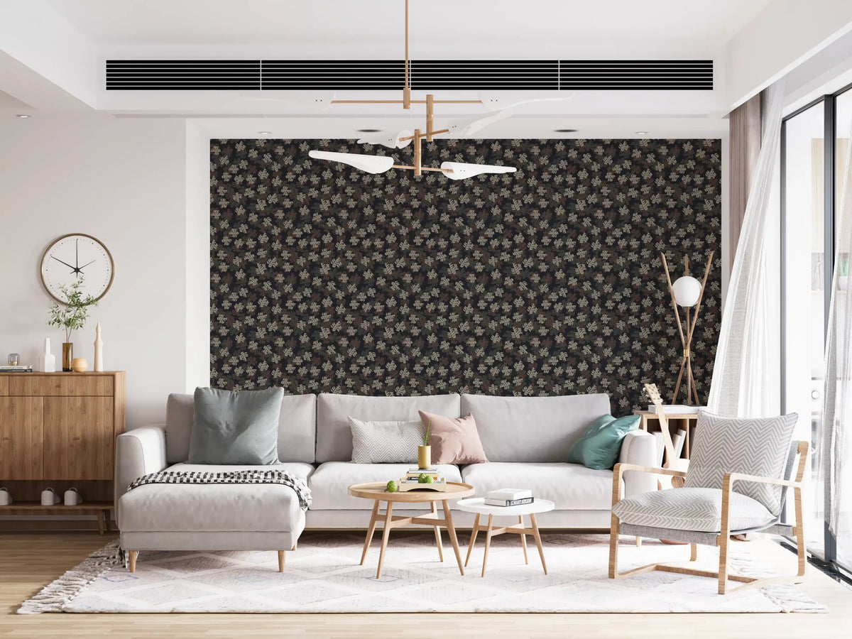 Muted Earthy Leaf Silhouette Wallpaper⁠