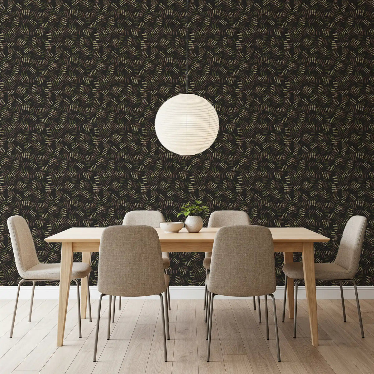 Forest Floor Rhythmic Leaf Print Wallpaper⁠