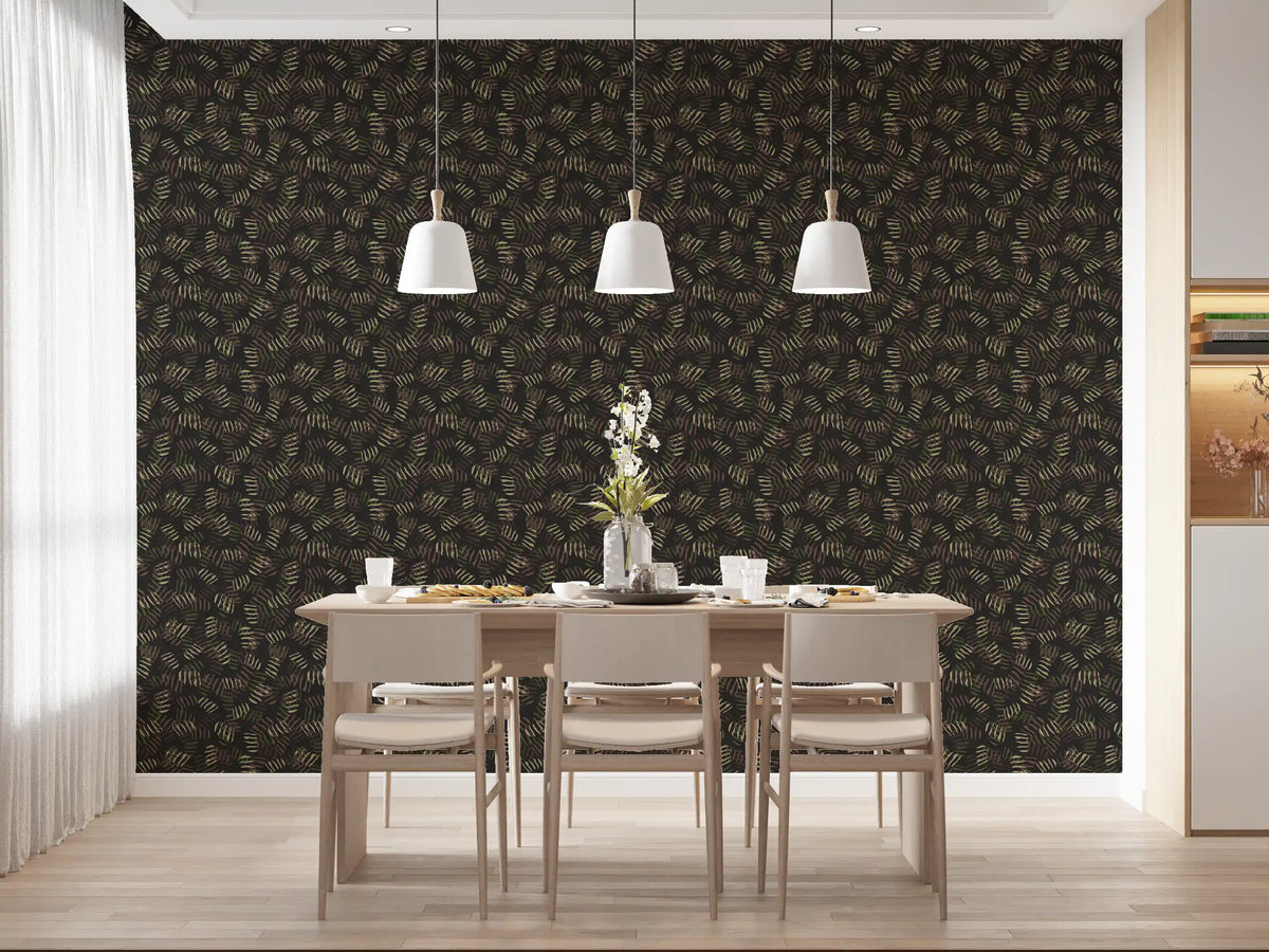 Forest Floor Rhythmic Leaf Print Wallpaper⁠