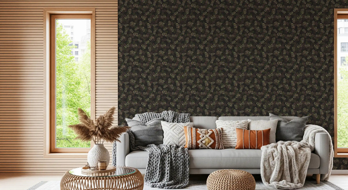 Forest Floor Rhythmic Leaf Print Wallpaper⁠