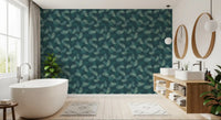 Minimalist Sage Palm Leaf Weave Wallpaper⁠