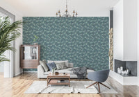 Minimalist Sage Palm Leaf Weave Wallpaper⁠