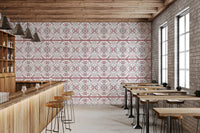 Folklore Geometric Cross-Stitch Pattern Wallpaper⁠