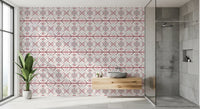 Folklore Geometric Cross-Stitch Pattern Wallpaper⁠