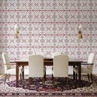 Folklore Geometric Cross-Stitch Pattern Wallpaper⁠