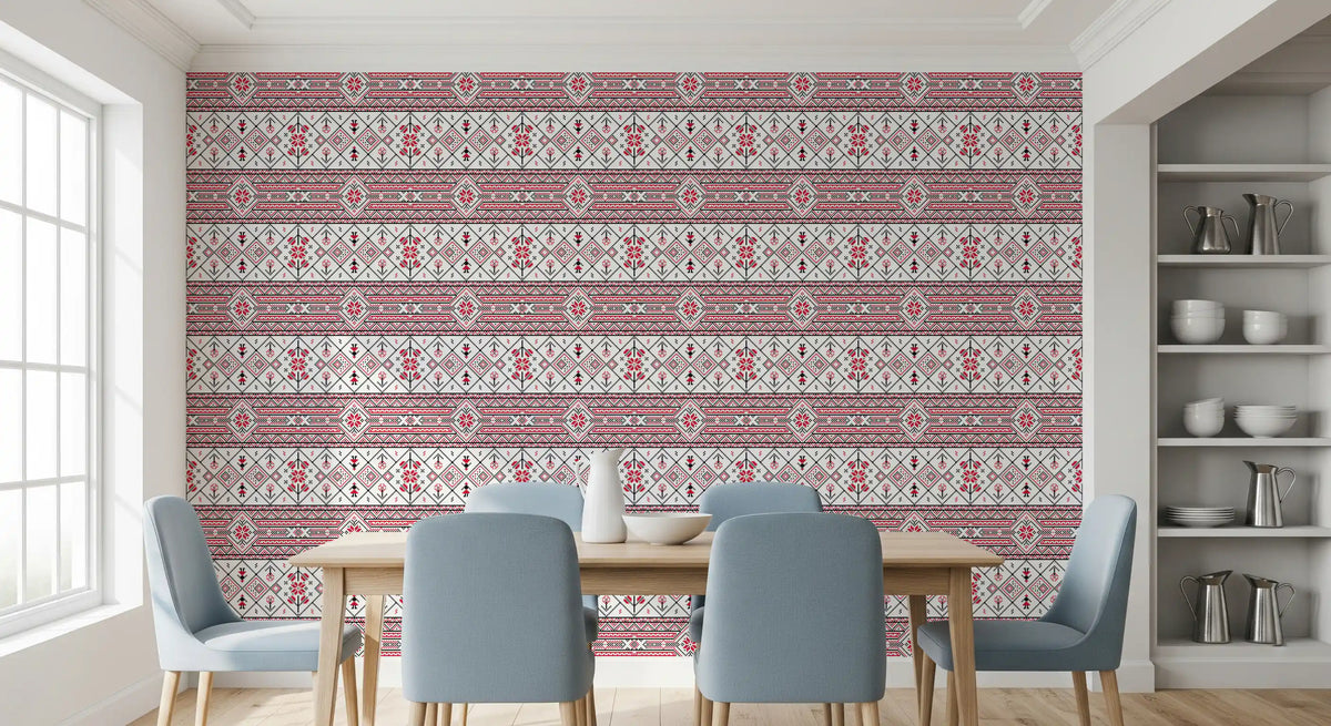 Minimalist Embroidered Folk Texture Wallpaper⁠