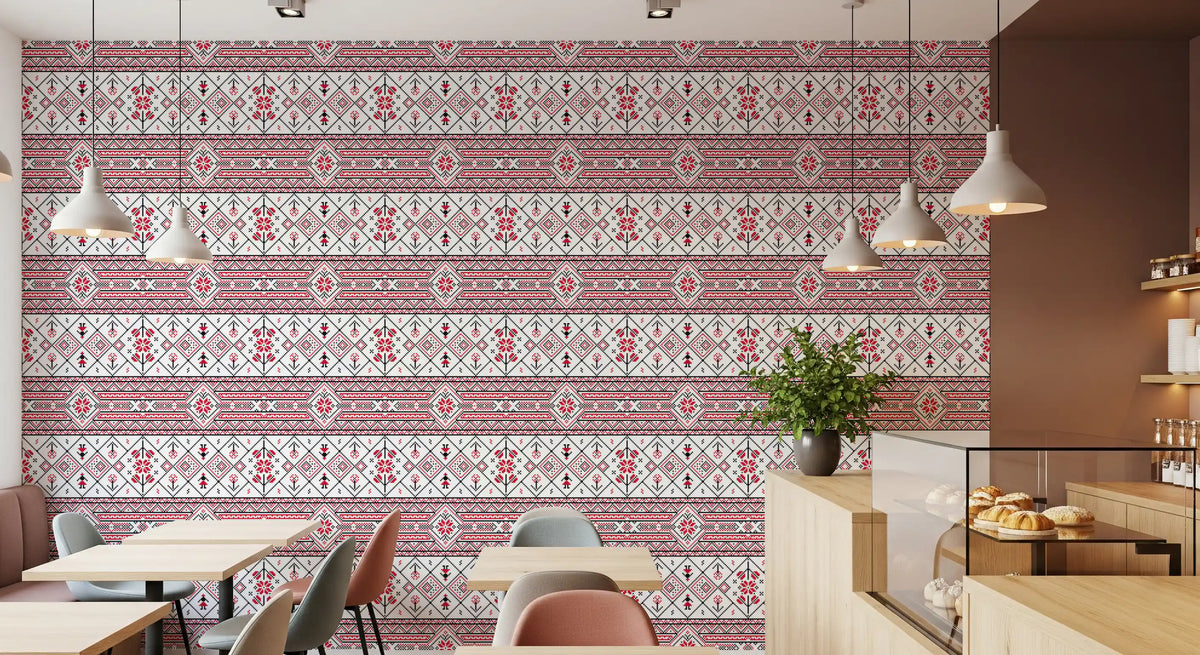 Minimalist Embroidered Folk Texture Wallpaper⁠