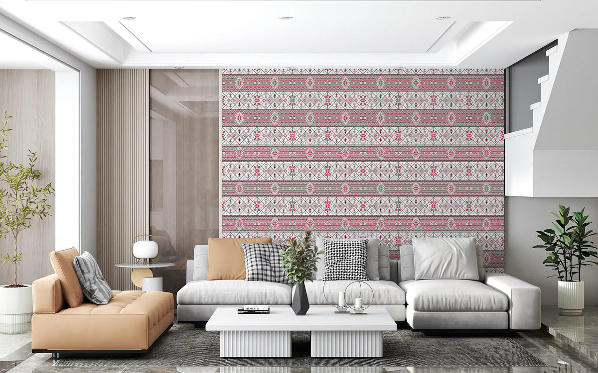 Minimalist Embroidered Folk Texture Wallpaper⁠
