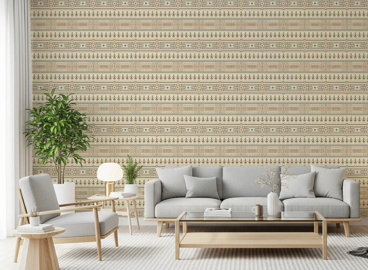 Folklore Cross Stitch Motif Wallpaper⁠