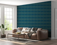 Abstract Teal and Gold Mosaic Wallpaper⁠