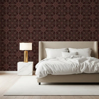 Cross Stitch Geometric Burgundy Pattern Wallpaper⁠