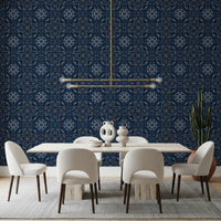 Midnight Cross Stitch Geometric Wallpaper⁠