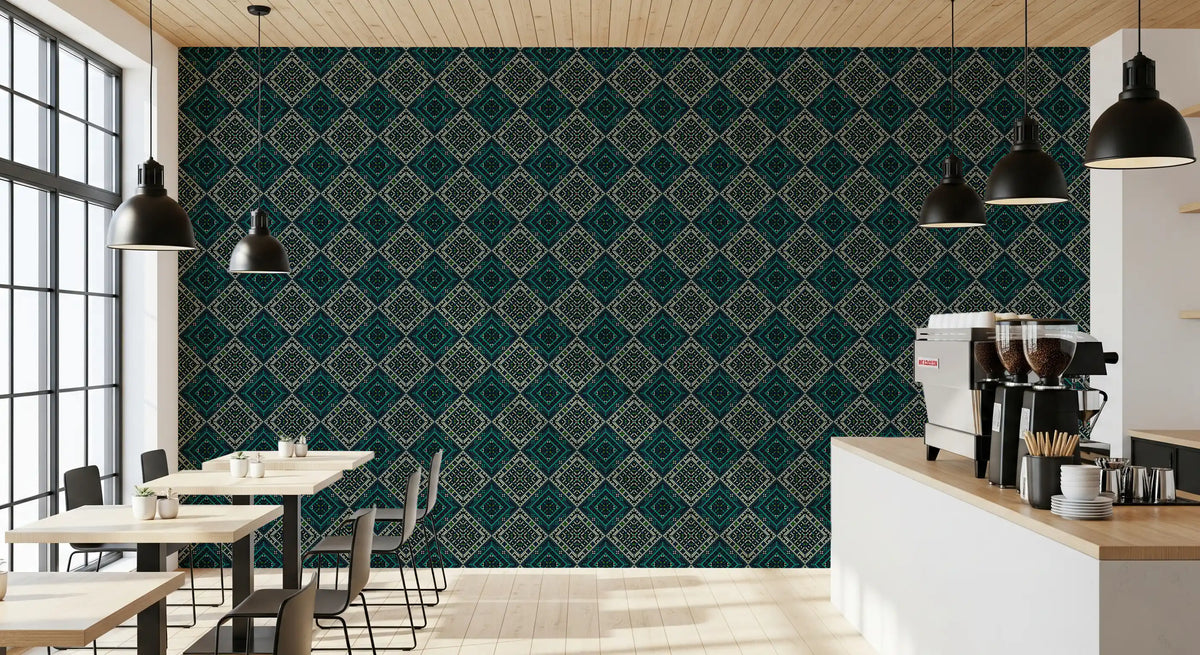 Geometric Pixel Diamond Grid Wallpaper⁠