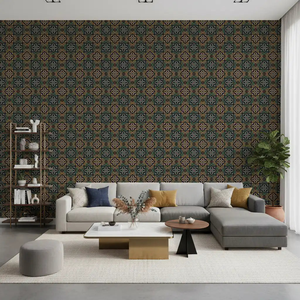 Rustic Pixelated Cross Mural Wallpaper⁠