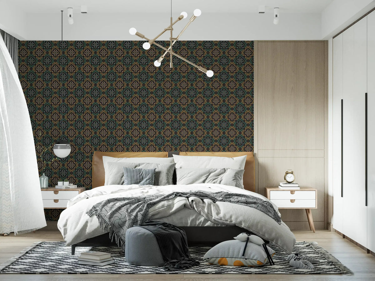 Rustic Pixelated Cross Mural Wallpaper⁠