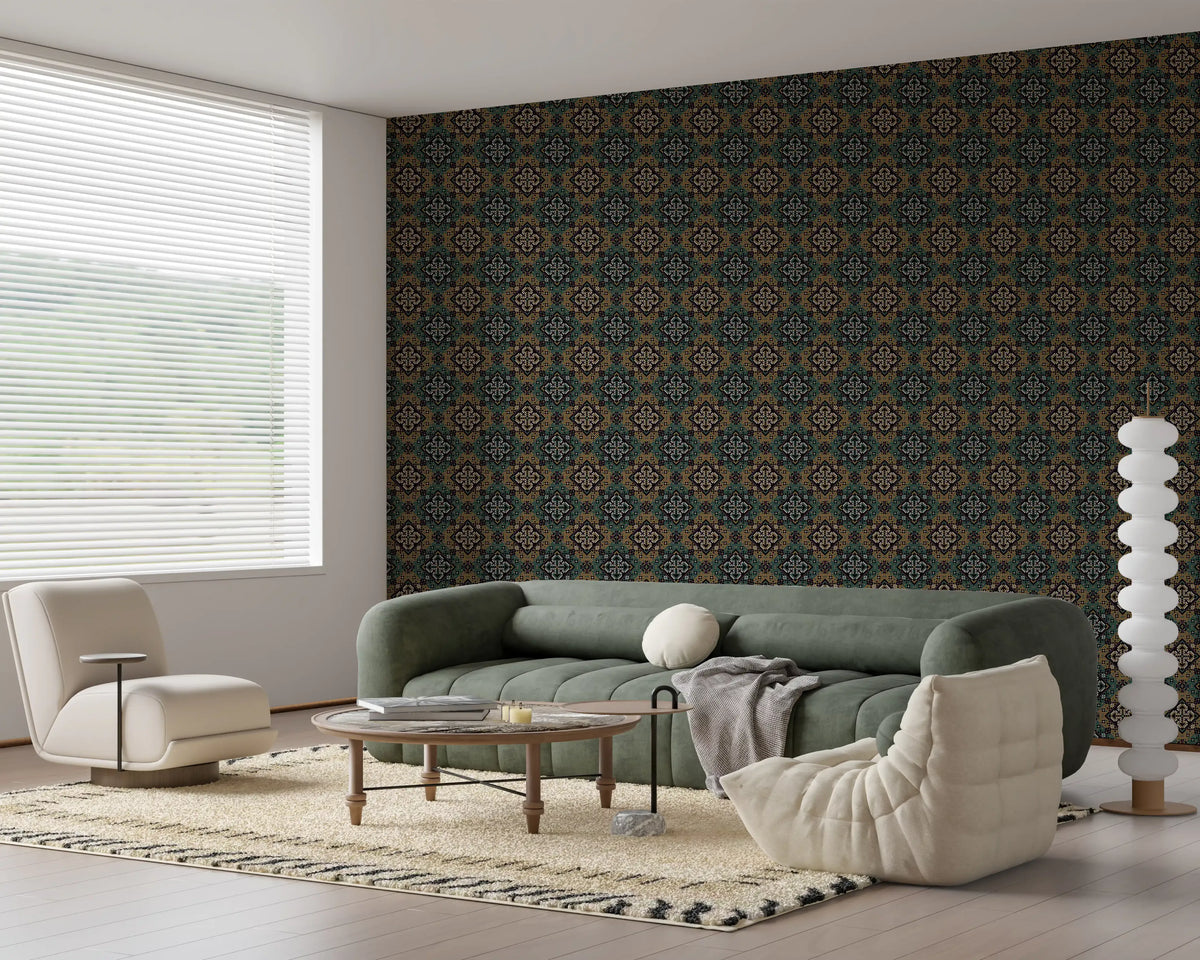 Rustic Pixelated Cross Mural Wallpaper⁠