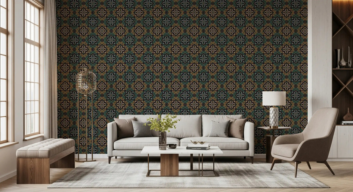 Rustic Pixelated Cross Mural Wallpaper⁠