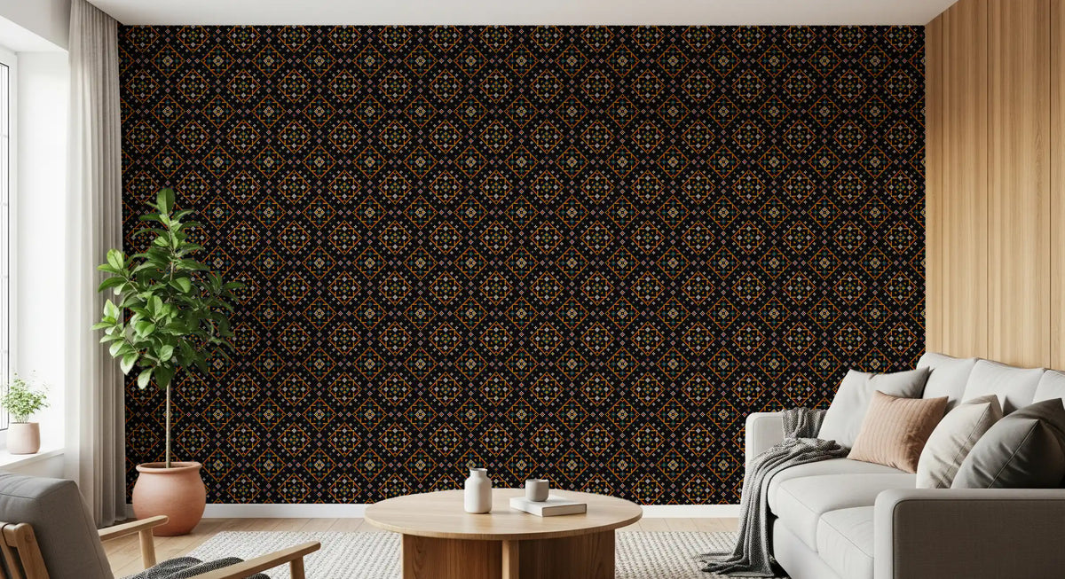 Geometric Cross-Stitch Rhythm Wallpaper⁠
