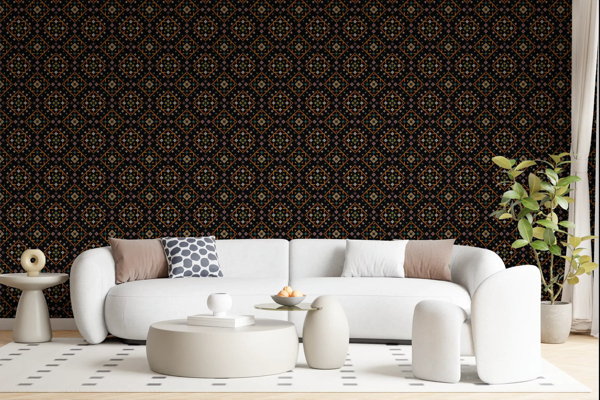 Geometric Cross-Stitch Rhythm Wallpaper⁠