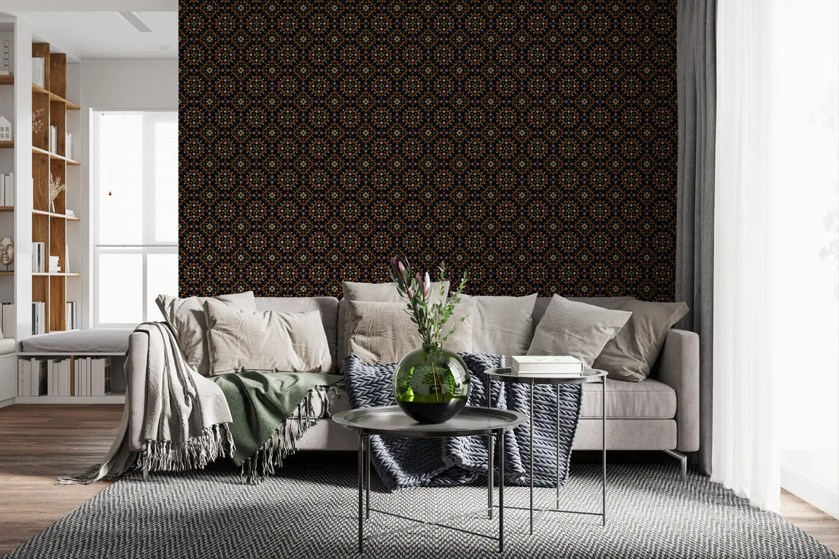 Geometric Cross-Stitch Rhythm Wallpaper⁠