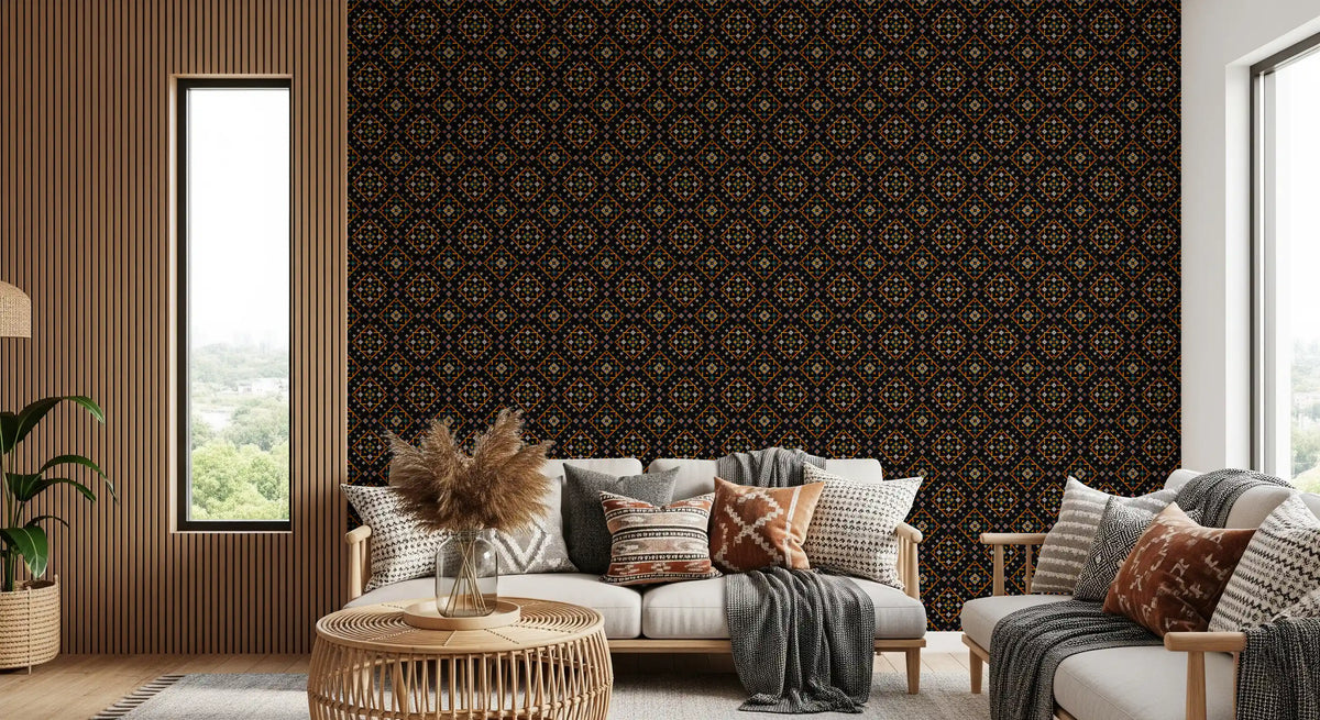 Geometric Cross-Stitch Rhythm Wallpaper⁠