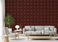Dark Ethnic Mosaic Grid Motif Wallpaper⁠