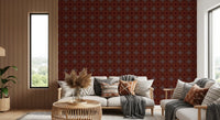 Dark Ethnic Mosaic Grid Motif Wallpaper⁠