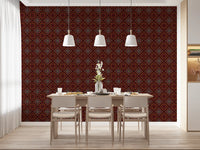 Dark Ethnic Mosaic Grid Motif Wallpaper⁠
