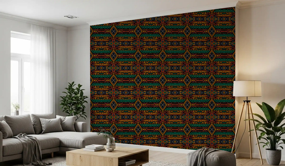 Tribal Geometric Pattern Mural Wallpaper⁠
