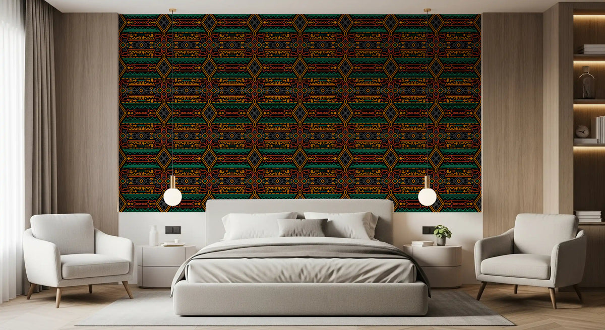 Tribal Geometric Pattern Mural Wallpaper⁠