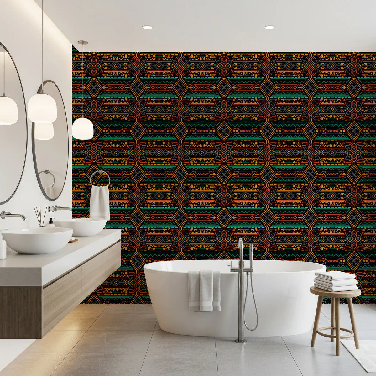 Tribal Geometric Pattern Mural Wallpaper⁠