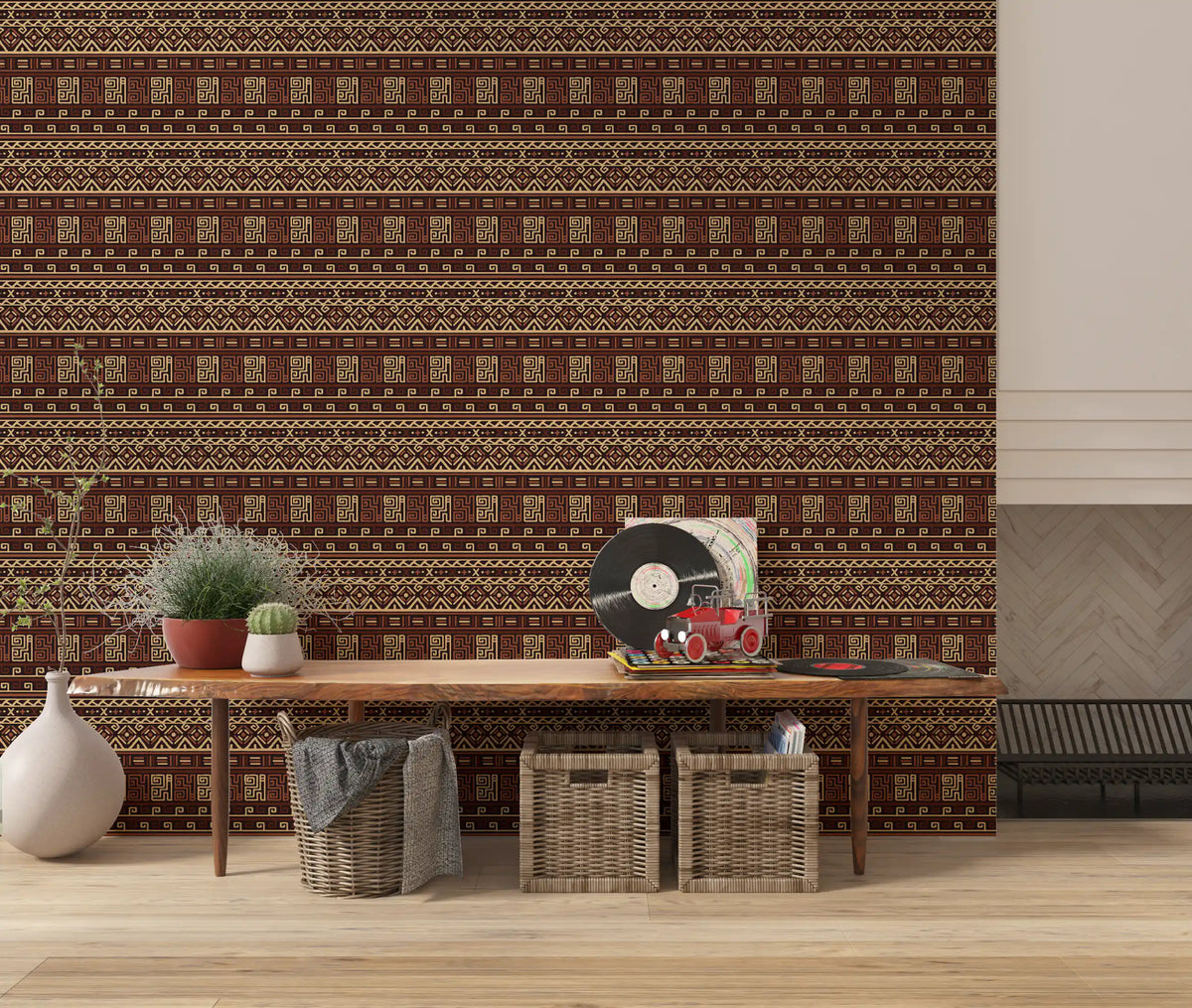 Earth Tone Tribal Stripe Wallpaper⁠